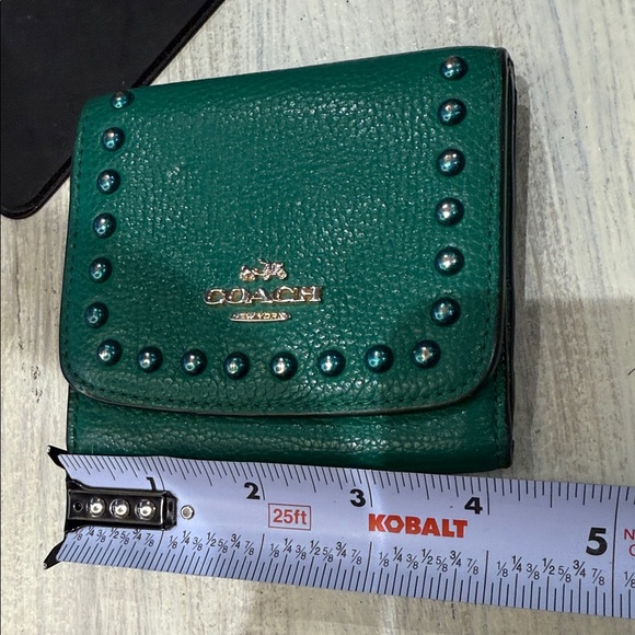 Coach Teal Studded Women's Wallet - Picture 5 of 6